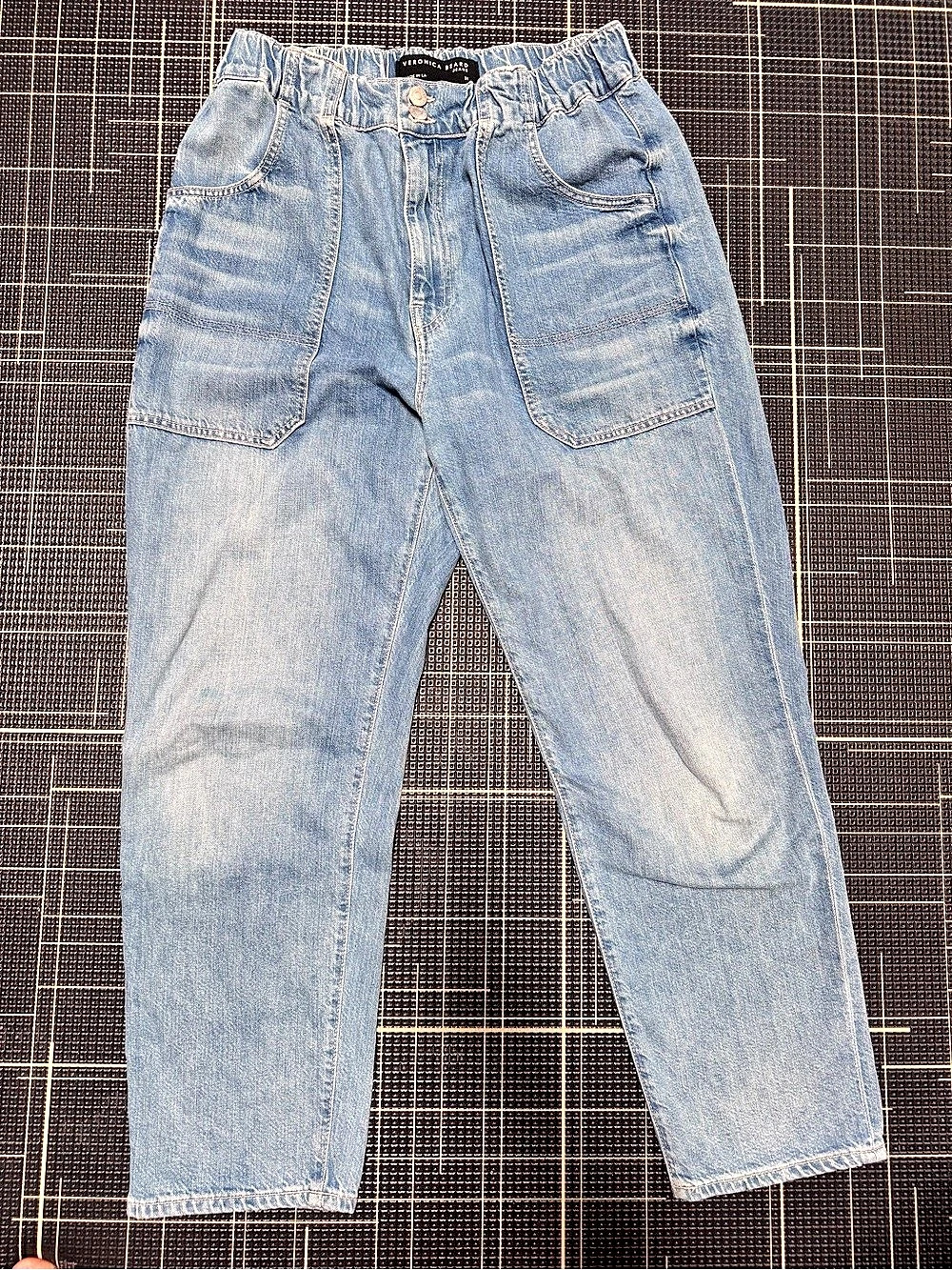 Veronica Beard Arya High Rise Straight Leg Utility Jeans Blue Waist 31